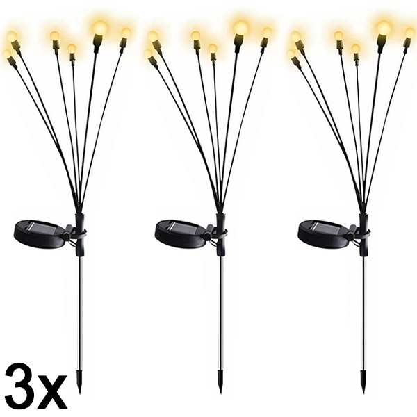 3x Solarne svetiljke u obliku svitaca za eksterijer (6 sijalica) | SOMPEX